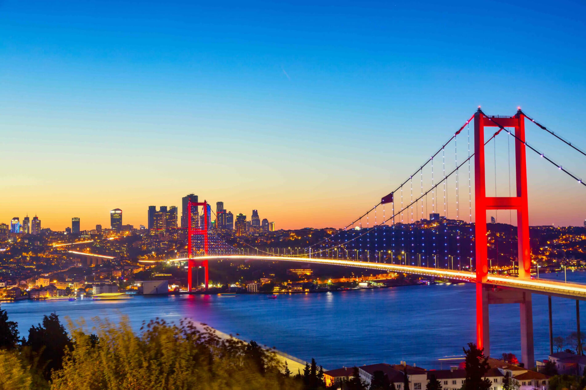 Istanbul bridge red